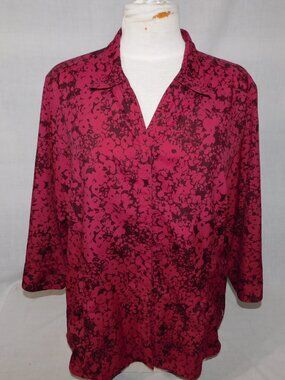Royal Robbins Womens XL Berry Plum Snap Front 3/4 Roll up Sleeve Travel Shirt
